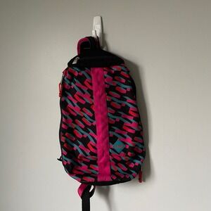 Chaco Sling Backpack Geometric Print Pink Teal Black Adjustable Strap